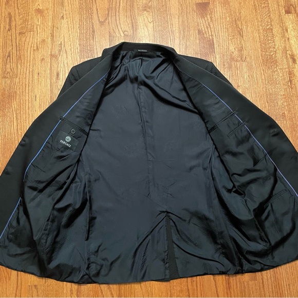 Versace two button single breasted black wool silk textured sports coat blazer - Picture 11 of 15